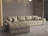 Colțar extensibil dumonde cu ladă de depozitare si sezut confortabil din spuma HR, Loana XL Enjoy Bej 335x185 cm Fabrica