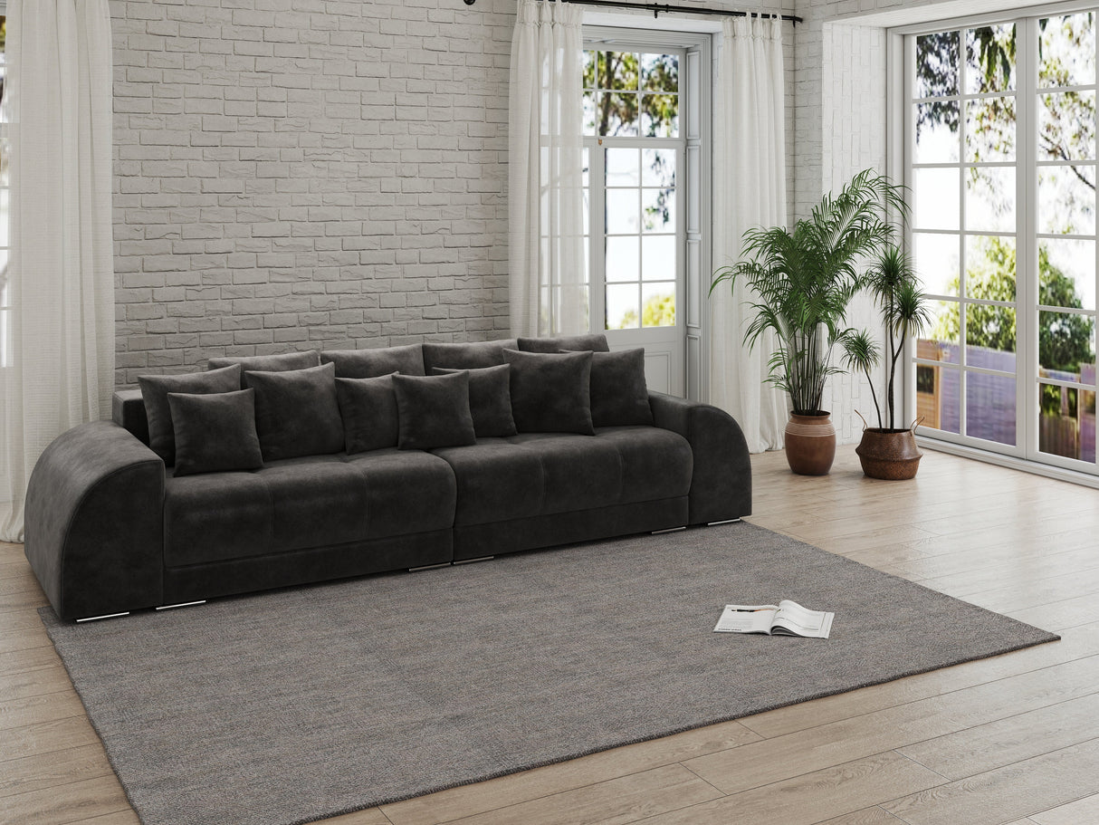 Canapea extensibilă dumonde cu 2 lăzi de depozitare si sezut confortabil din spuma HR, Big Sofa Verona Tobago Anthracit 310x100 cm Fabrica