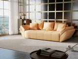 Canapea extensibilă dumonde cu ladă de depozitare si sezut confortabil din spuma HR, Berlin Mango 250x100 cm Fabrica