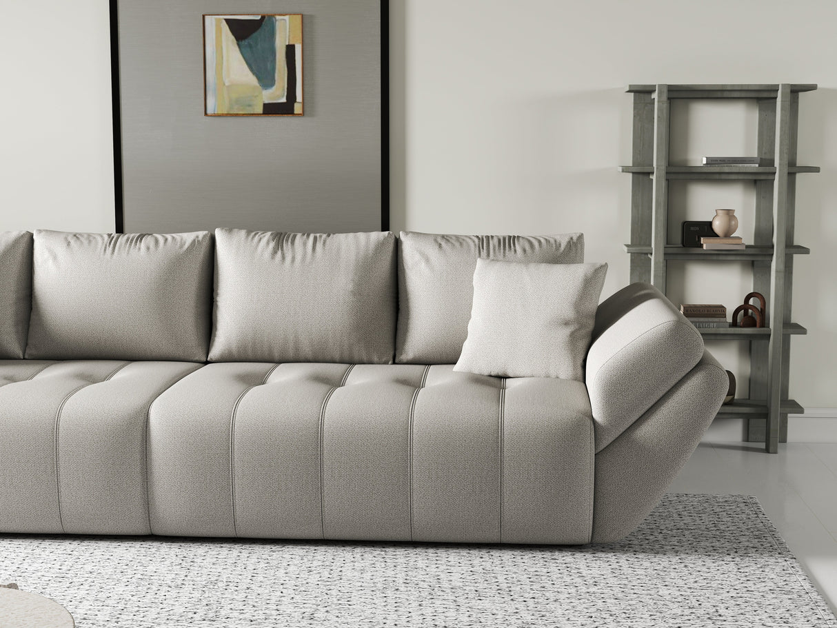 Canapea extensibilă dumonde cu ladă de depozitare si sezut confortabil din spuma HR, Berlin Beige 300x100 cm Fabrica