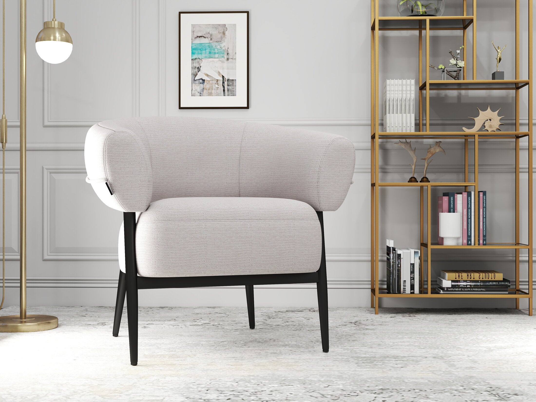 Fotoliu dumonde tapitat Alb modern Elysia 71x81cm