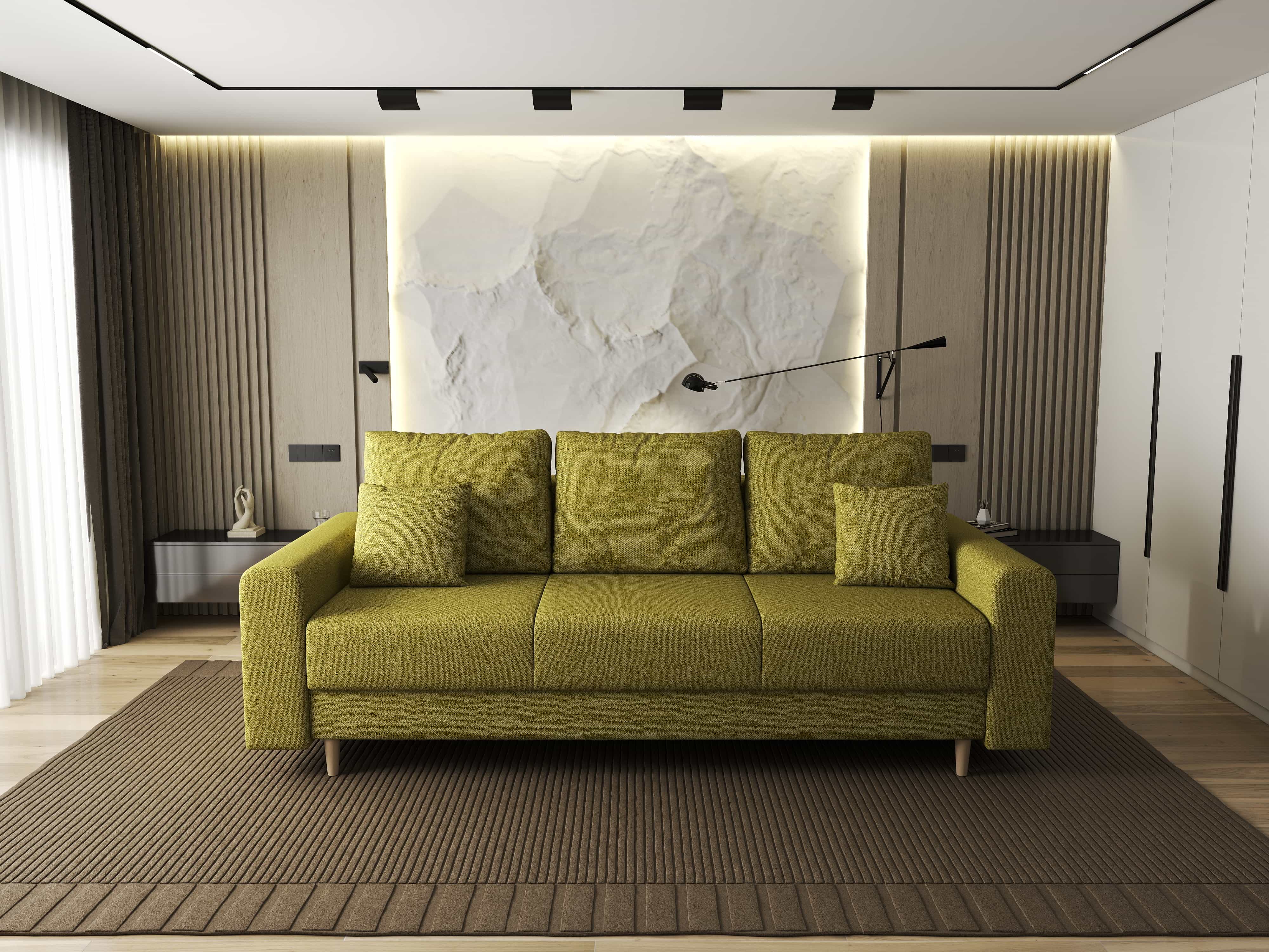 Canapea extensibilă dumonde cu ladă de depozitare si sezut confortabil din spuma HR, Kronos Enjoy Verde 210x100 cm fabrica