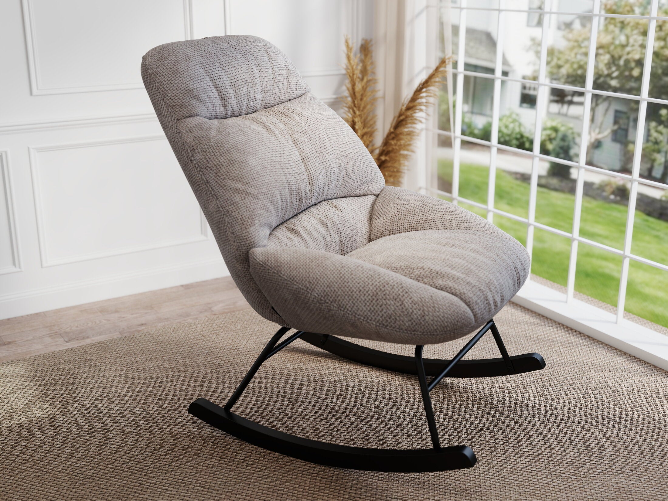 Fotoliu dumonde tapitat Bej modern Marqis 71x83cm