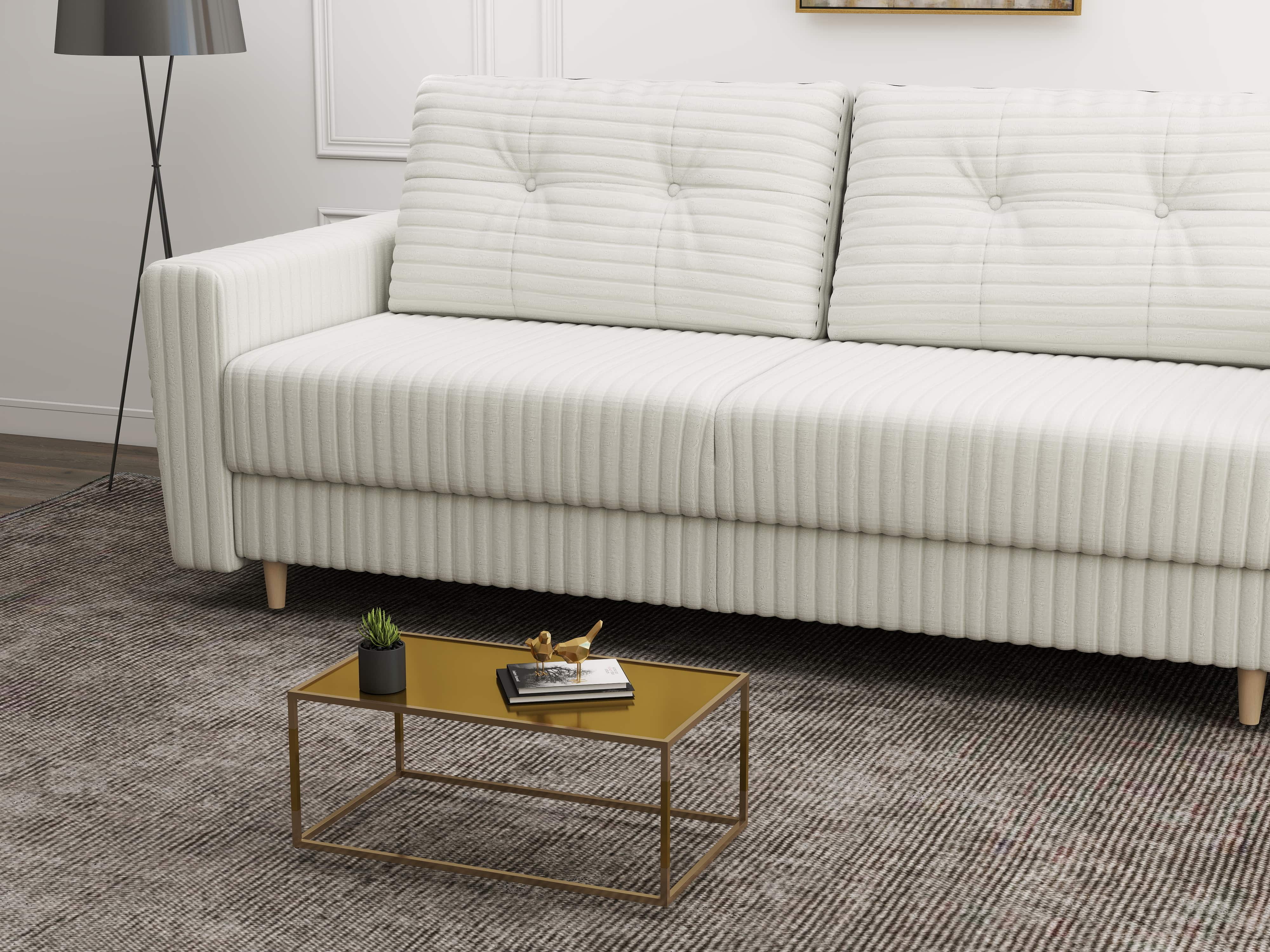 Canapea extensibilă dumonde cu ladă de depozitare si sezut confortabil din spuma HR, Summer Ambience Alb 225x100 cm