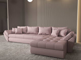 Colțar extensibil dumonde cu ladă de depozitare si sezut confortabil din spuma HR, Loana XL Enjoy Roz II 335x185 cm Fabrica