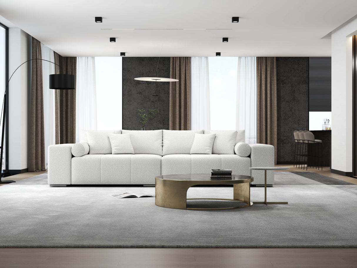 Canapea extensibilă dumonde cu ladă de depozitare si sezut confortabil din spuma HR, Marbela Euphoria Alb XXL 295x100 cm fabrica
