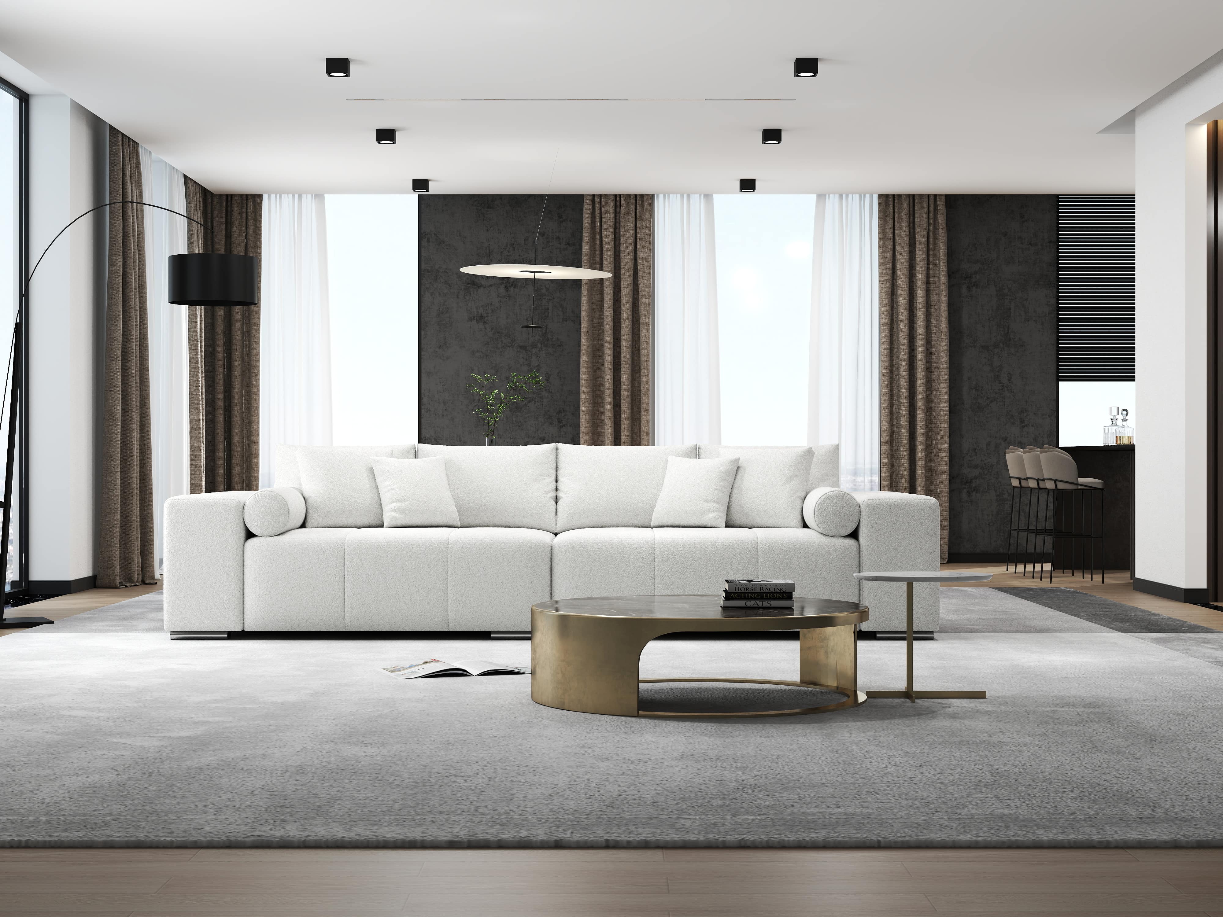 Canapea extensibilă dumonde cu ladă de depozitare si sezut confortabil din spuma HR, Marbela Euphoria Alb XXL 295x100 cm fabrica