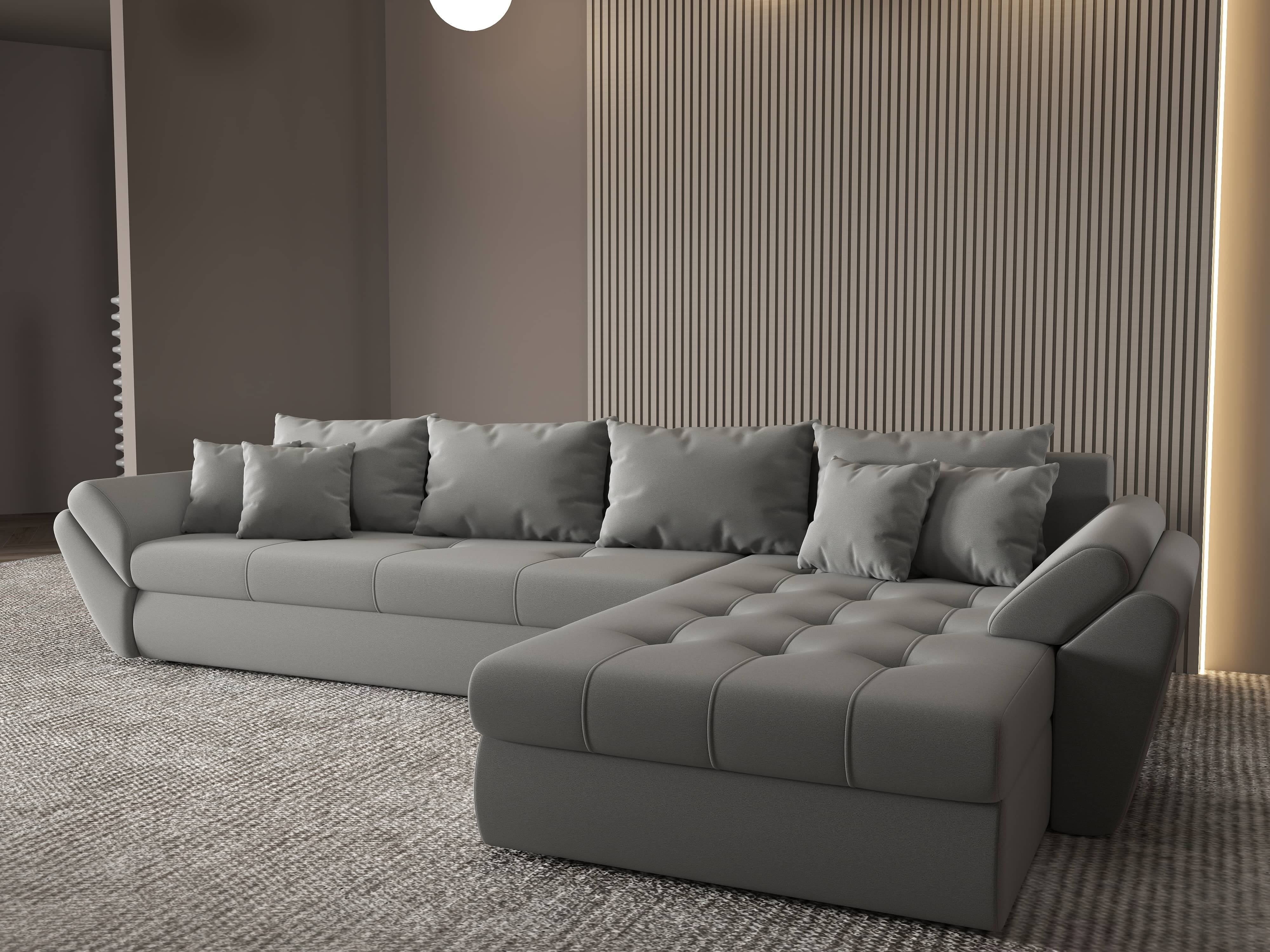 Colțar extensibil dumonde cu ladă de depozitare si sezut confortabil din spuma HR, Loana XL Royal Antracit II 335x185 cm Fabrica