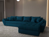 Colțar extensibil dumonde cu ladă de depozitare si sezut confortabil din spuma HR, Loana XL Enjoy Verde Petrol II 335x185 cm Fabrica