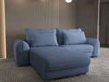 Colțar extensibil dumonde cu ladă de depozitare si sezut confortabil din spuma HR, Denver Enjoy Albastru 275x185 cm Fabrica