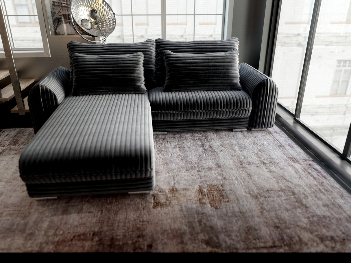 Colțar extensibil dumonde cu ladă de depozitare si sezut confortabil din spuma HR, Denver Ambience Gri 275x185 cm Fabrica