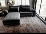Colțar extensibil dumonde cu ladă de depozitare si sezut confortabil din spuma HR, Denver Ambience Gri 275x185 cm Fabrica