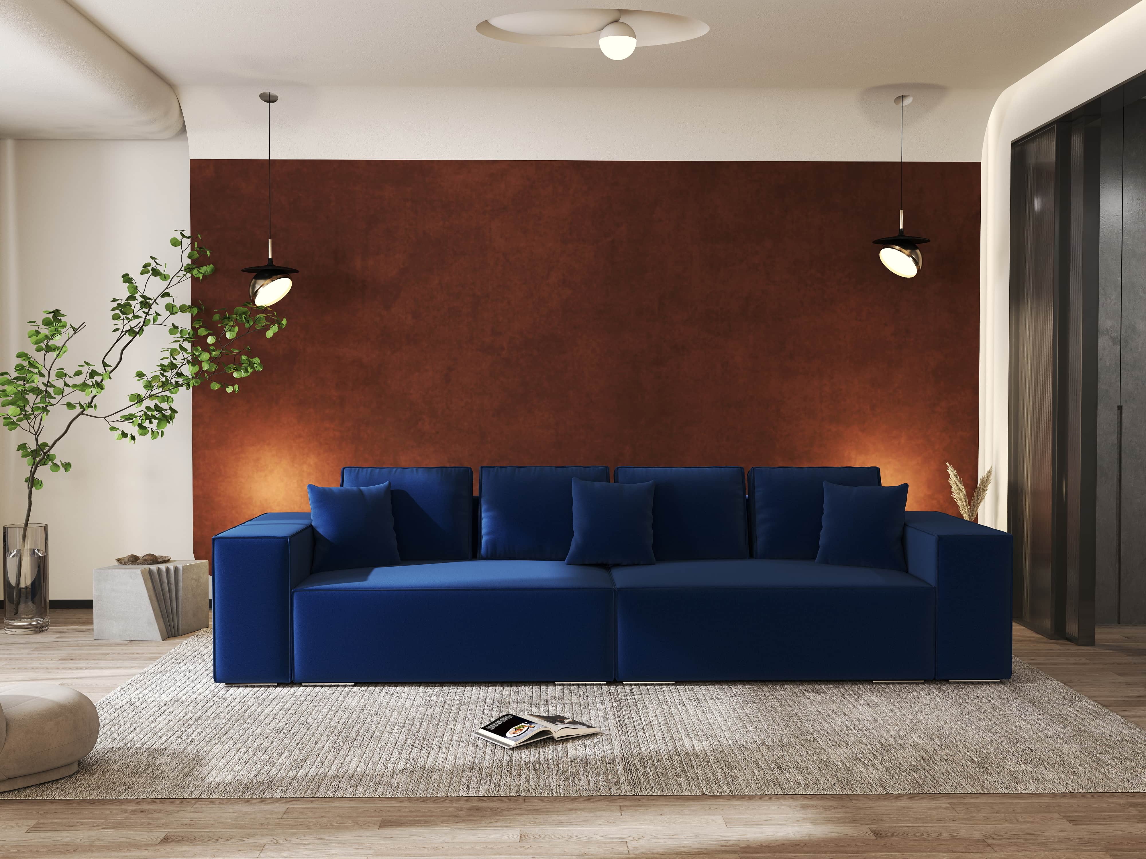 Canapea extensibilă dumonde cu ladă de depozitare si sezut confortabil din spuma HR, Dream Royal Albastru 310x100 cm Fabrica