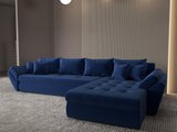 Colțar extensibil dumonde cu ladă de depozitare si sezut confortabil din spuma HR, Loana XL Royal Albastru II 335x185 cm Fabrica