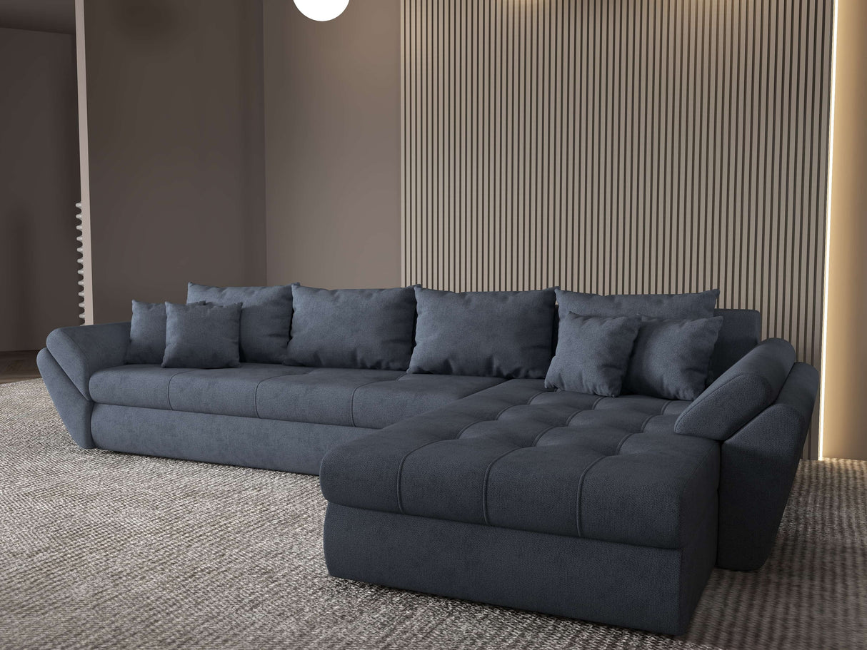 Colțar extensibil dumonde cu ladă de depozitare si sezut confortabil din spuma HR, Loana XL Enjoy Gri Antracit II 335x185 cm Fabrica