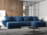 Colțar extensibil dumonde cu ladă de depozitare si sezut confortabil din spuma HR, Berlin U Zoom Bluemarin 380x180 cm Fabrica