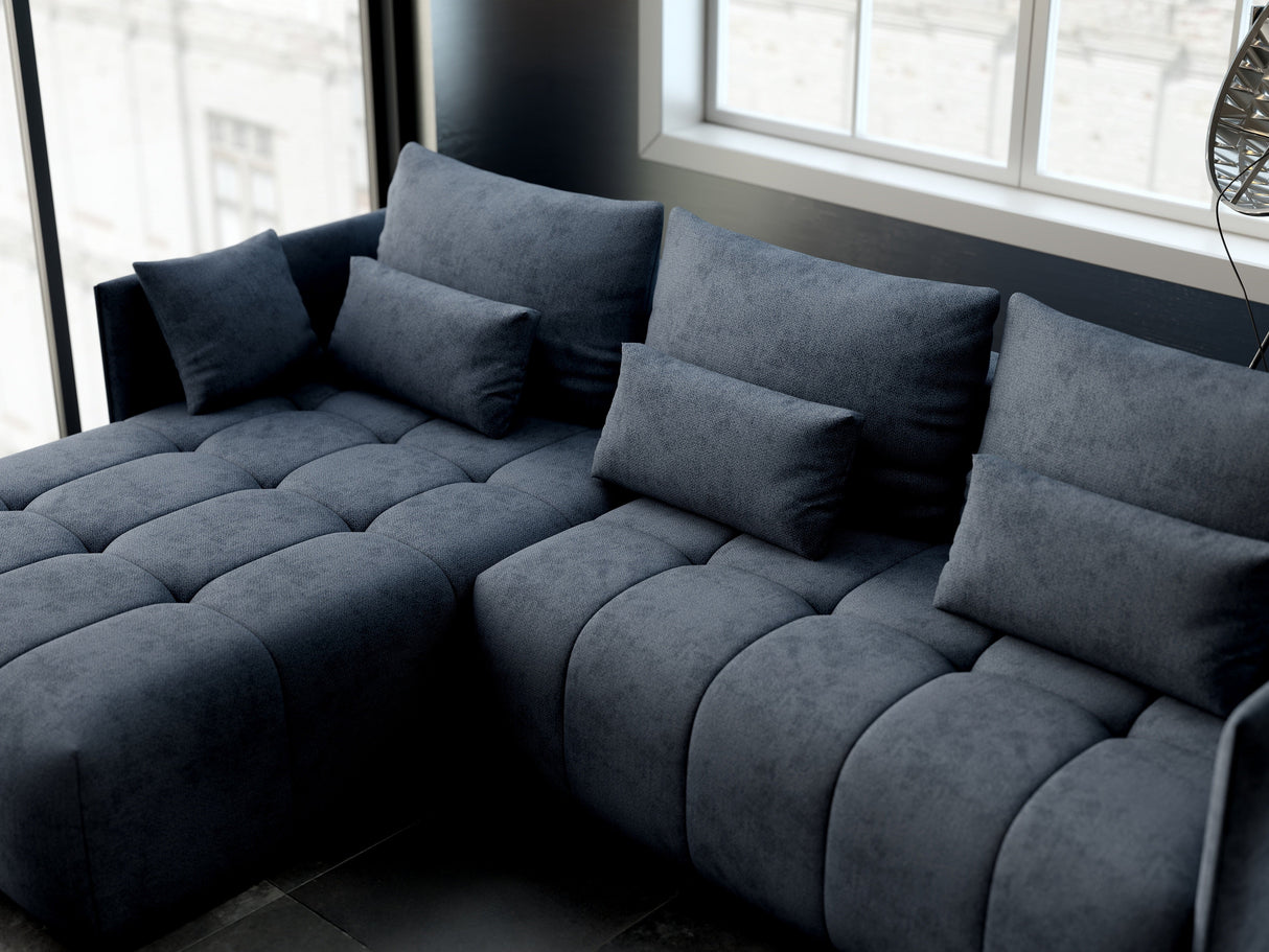 Colțar extensibil dumonde cu ladă de depozitare si sezut confortabil din spuma HR, Malta Grau 235x185 cm Fabrica