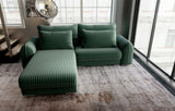 Colțar extensibil dumonde cu ladă de depozitare si sezut confortabil din spuma HR, Denver Ambience Verde 275x185 cm Fabrica