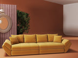 Canapea extensibilă dumonde cu ladă de depozitare si sezut confortabil din spuma HR, Loana Royal Mustar 300x100 cm Fabrica
