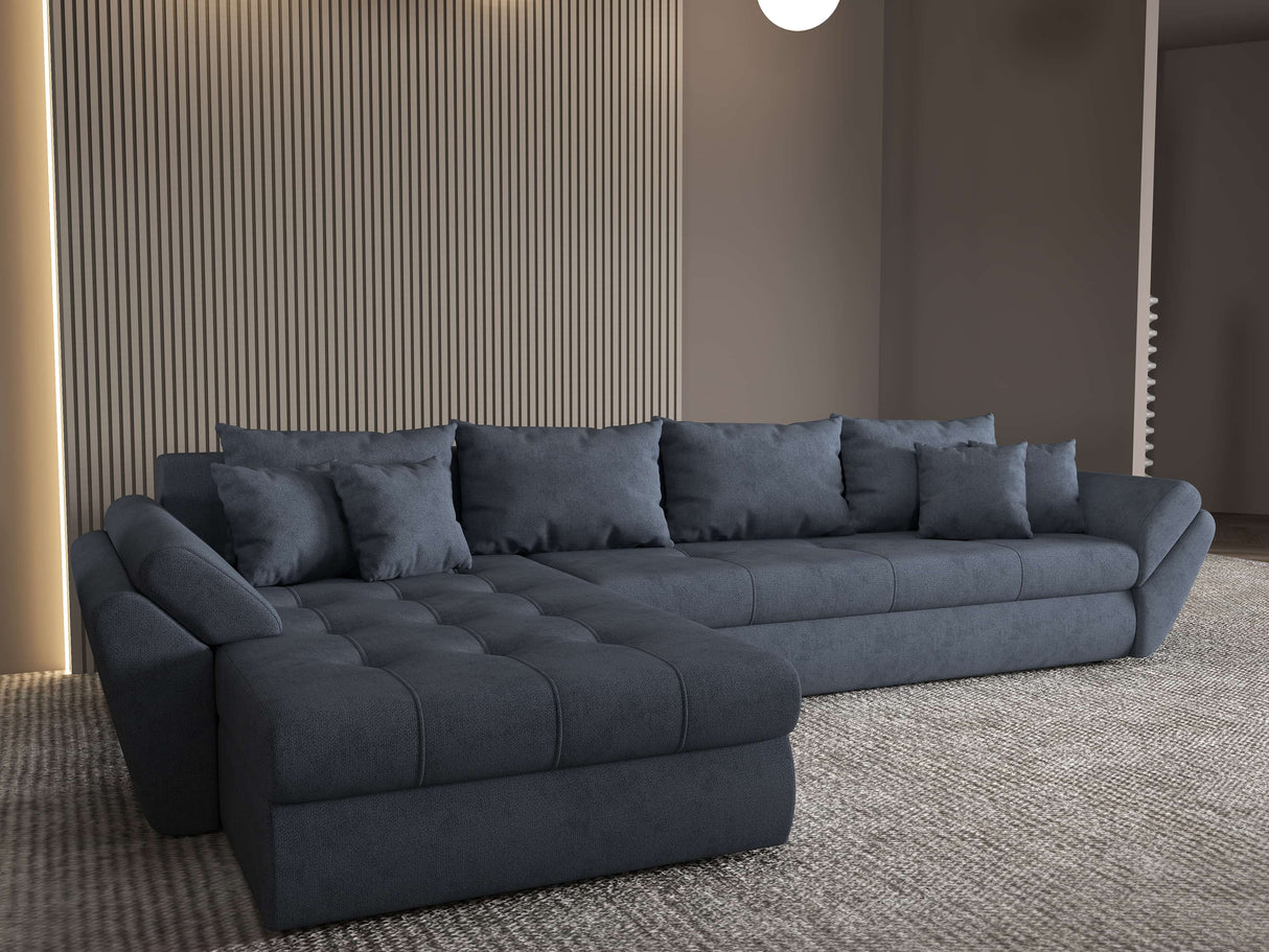 Colțar extensibil dumonde cu ladă de depozitare si sezut confortabil din spuma HR, Loana XL Enjoy Gri Antracit 335x185 cm Fabrica