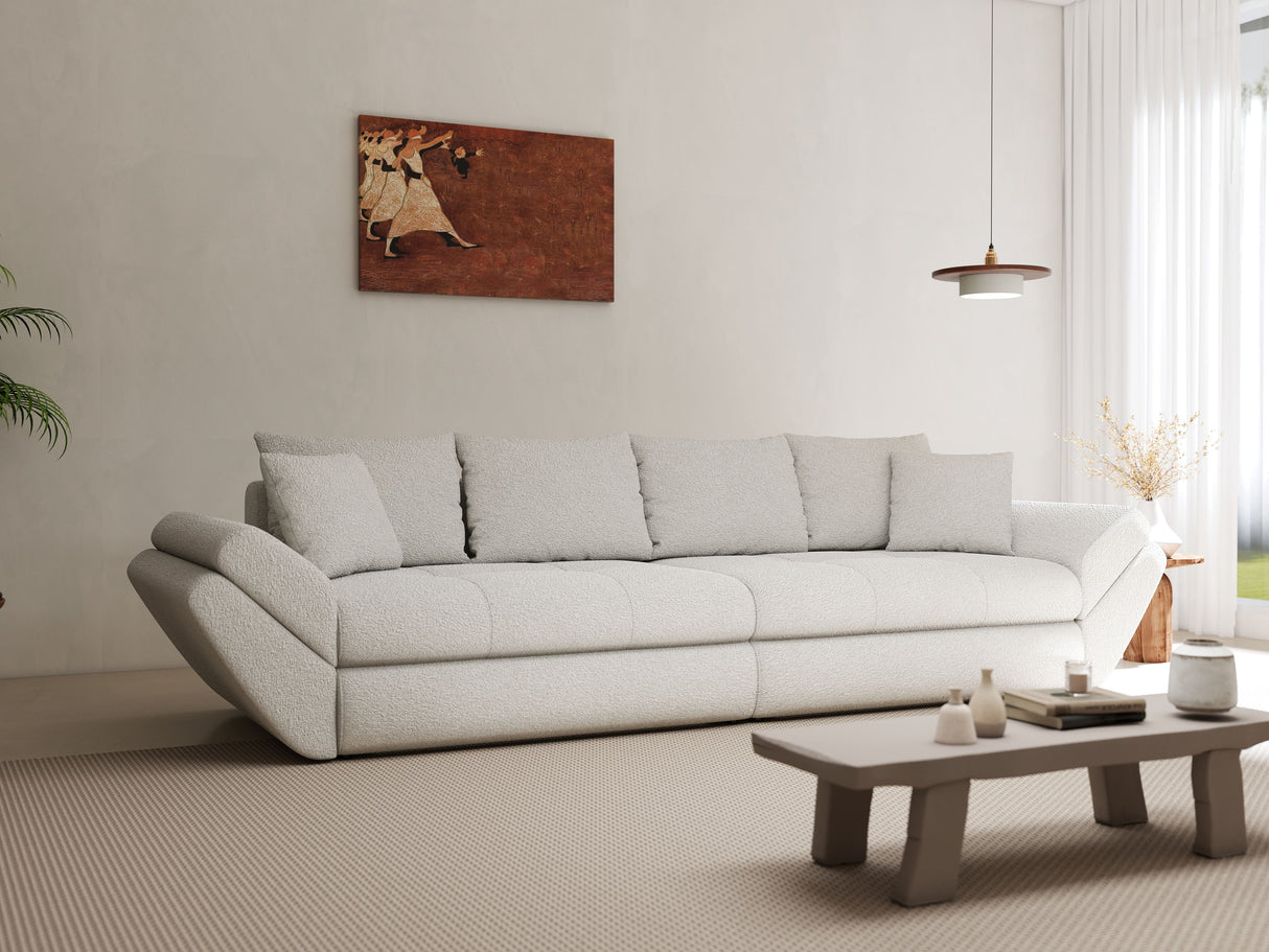 Canapea extensibilă dumonde cu ladă de depozitare si sezut confortabil din spuma HR, Loana Euphoria Alb 300x100 cm Fabrica