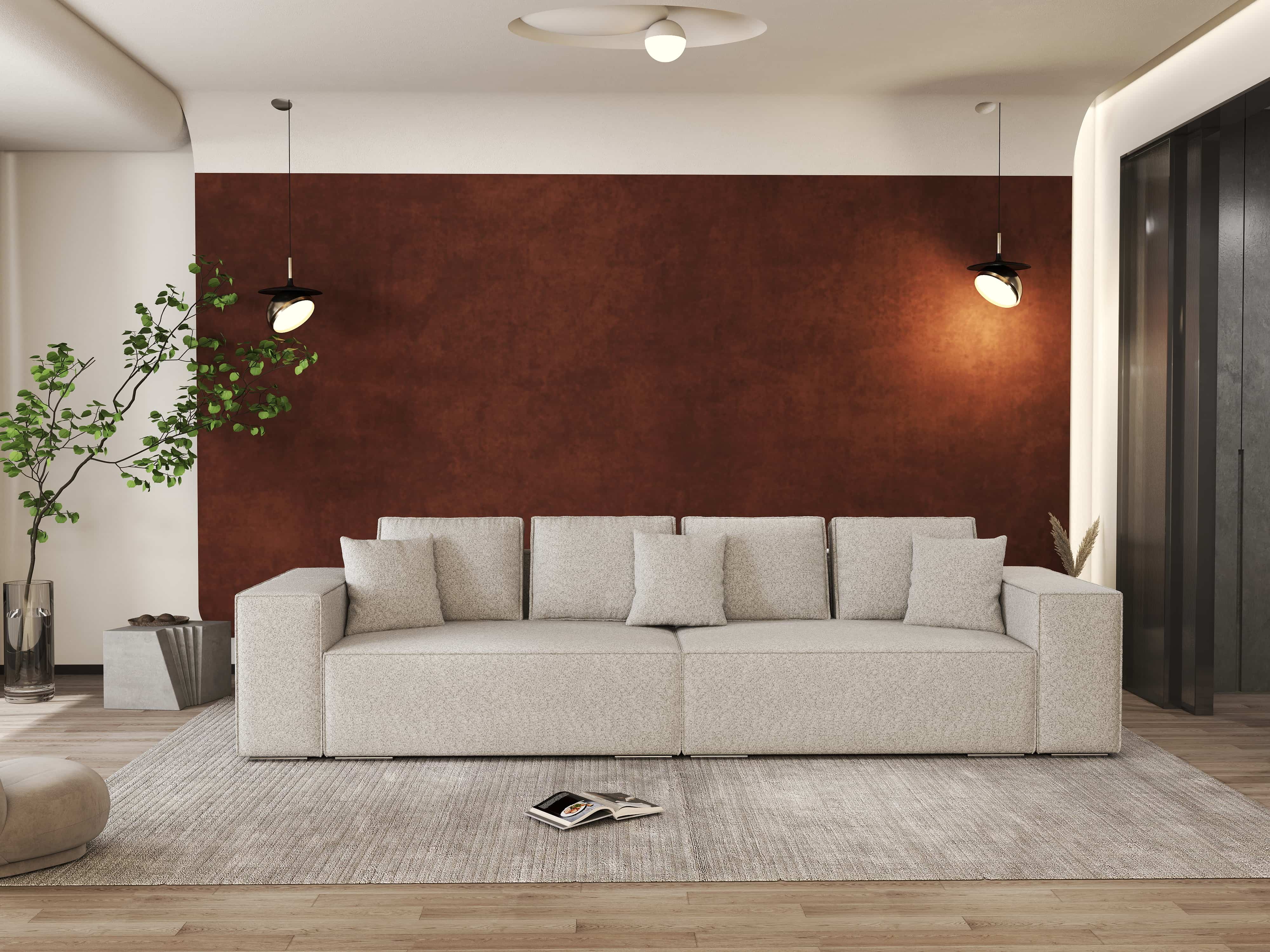 Canapea extensibilă dumonde cu ladă de depozitare si sezut confortabil din spuma HR, Dream Euphoria Dove 310x100 cm Fabrica