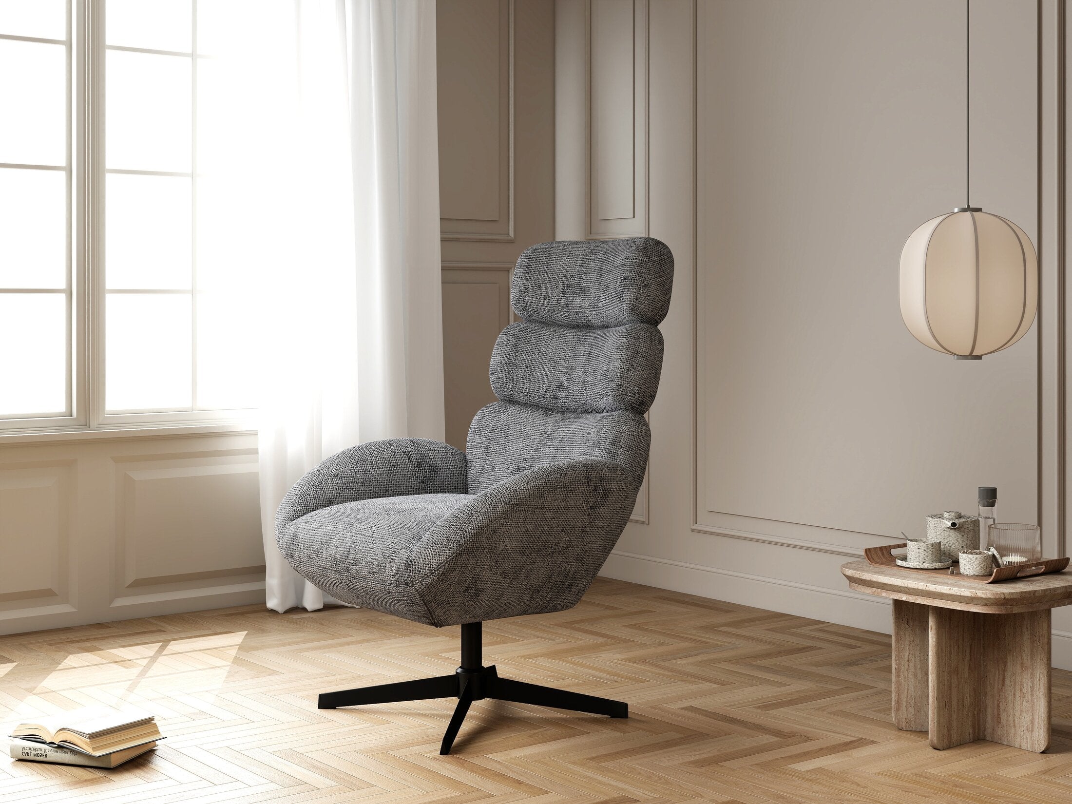 Fotoliu dumonde tapitat Gri modern Zaffiro 75x83cm