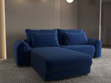 Colțar extensibil dumonde cu ladă de depozitare si sezut confortabil din spuma HR, Denver Royal Albastru 275x185 cm Fabrica