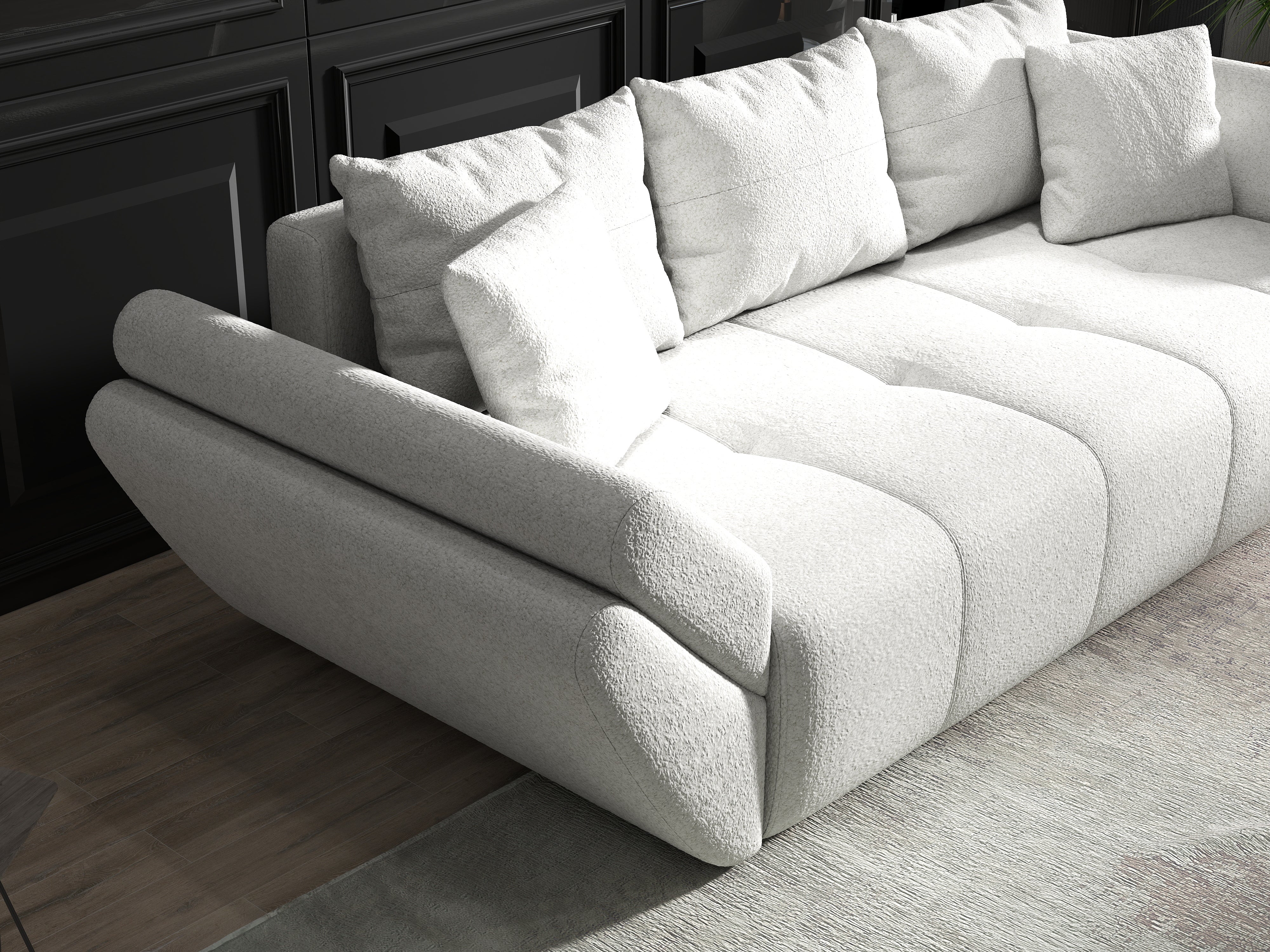 Canapea extensibilă dumonde cu ladă de depozitare si sezut confortabil din spuma HR, Berlin Euphoria White 250x100 cm Fabrica