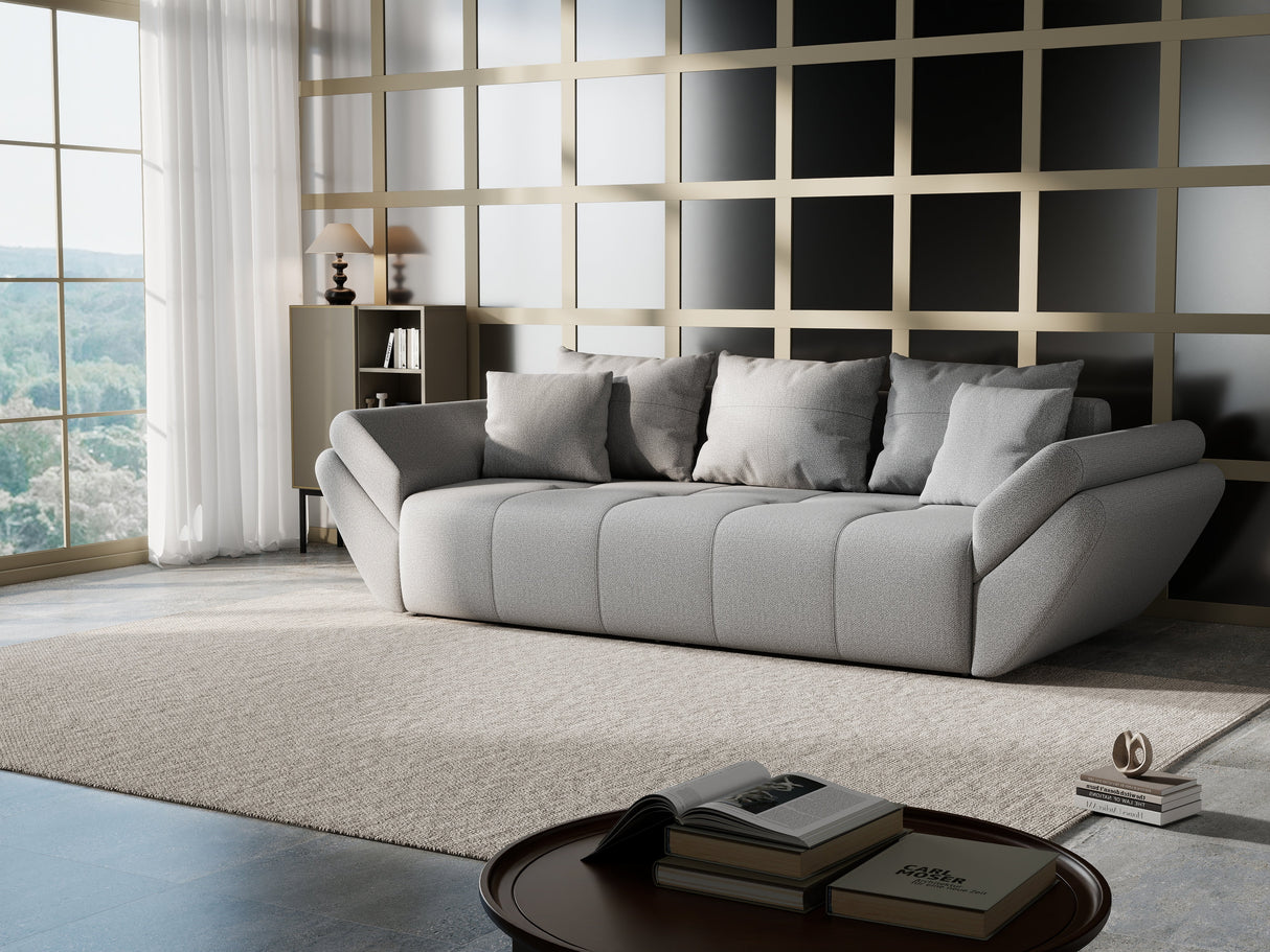 Canapea extensibilă dumonde cu ladă de depozitare si sezut confortabil din spuma HR, Berlin Grey 250x100 cm Fabrica