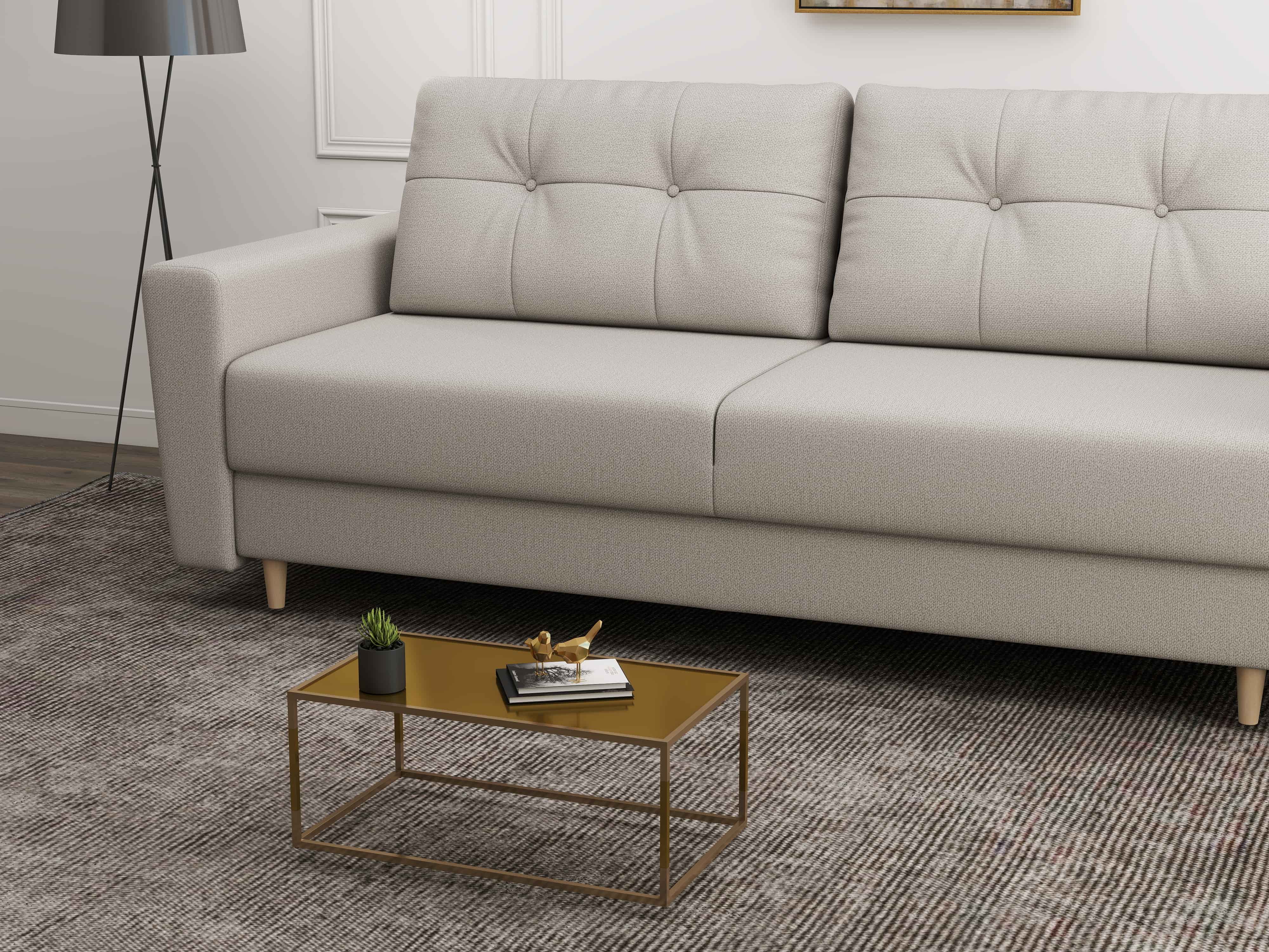 Canapea extensibilă dumonde cu ladă de depozitare si sezut confortabil din spuma HR, Summer Enjoy Bej 225x100 cm