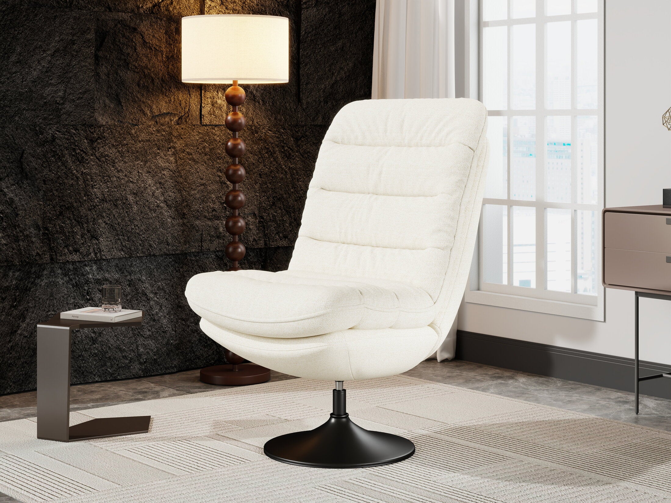 Fotoliu dumonde tapitat Bej modern Cortéz 77x83cm