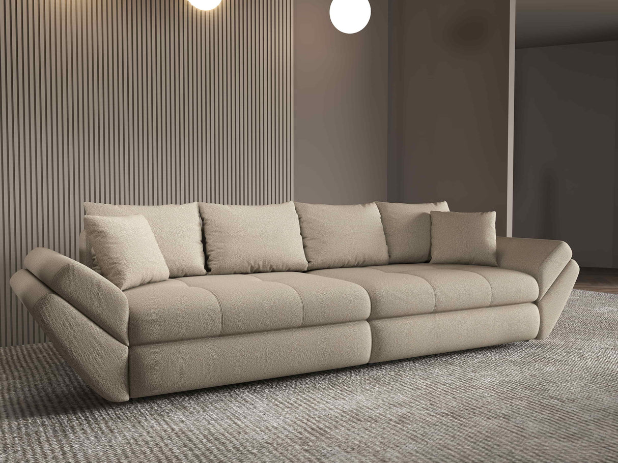 Canapea extensibilă dumonde cu ladă de depozitare si sezut confortabil din spuma HR, Loana Enjoy Bej 2 300x100 cm Fabrica