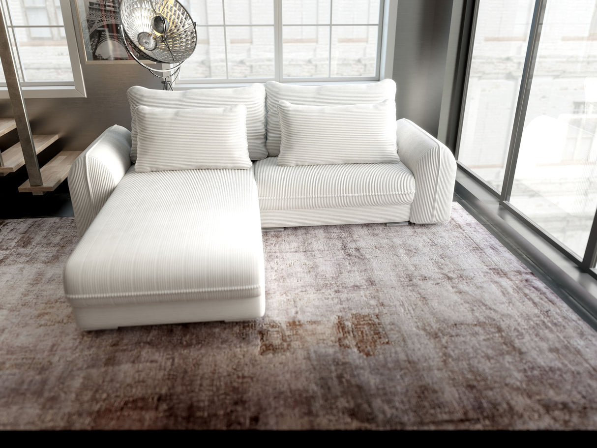 Colțar extensibil dumonde cu ladă de depozitare si sezut confortabil din spuma HR, Denver Zoom Gri 275x185 cm Fabrica