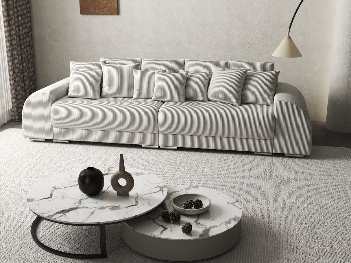 Canapea extensibilă dumonde cu 2 lăzi de depozitare si sezut confortabil din spuma HR, Verona Zoom Light Grey 310x100 cm Fabrica