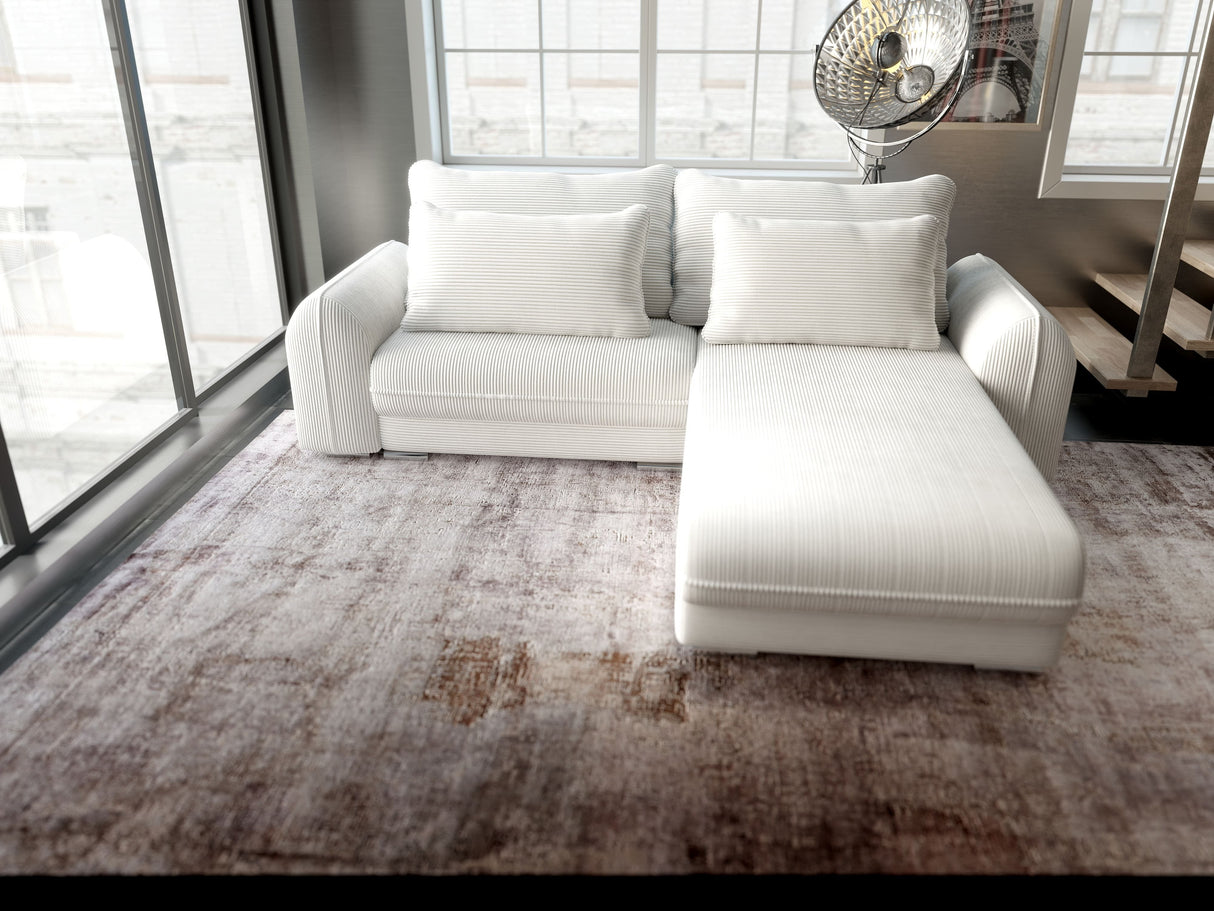 Colțar extensibil dumonde cu ladă de depozitare si sezut confortabil din spuma HR, Denver Zoom Gri 275x185 cm II Fabrica