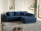 Colțar extensibil dumonde cu ladă de depozitare si sezut confortabil din spuma HR, Loana Bleumarin Zoom II 270x185 cm Fabrica