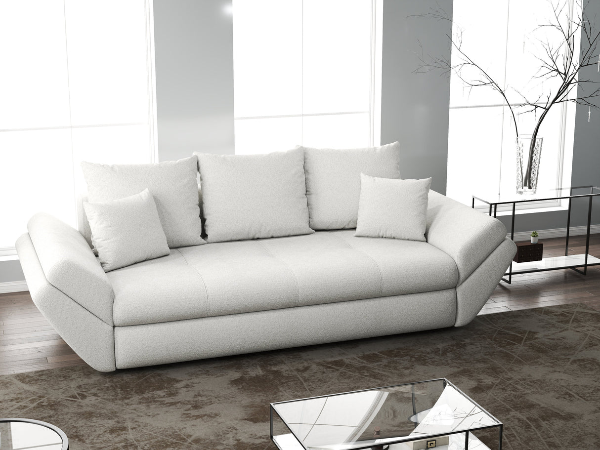 Canapea extensibilă dumonde cu ladă de depozitare si sezut confortabil din spuma HR, Loana Zoom Euphoria White 250x100 cm Fabrica