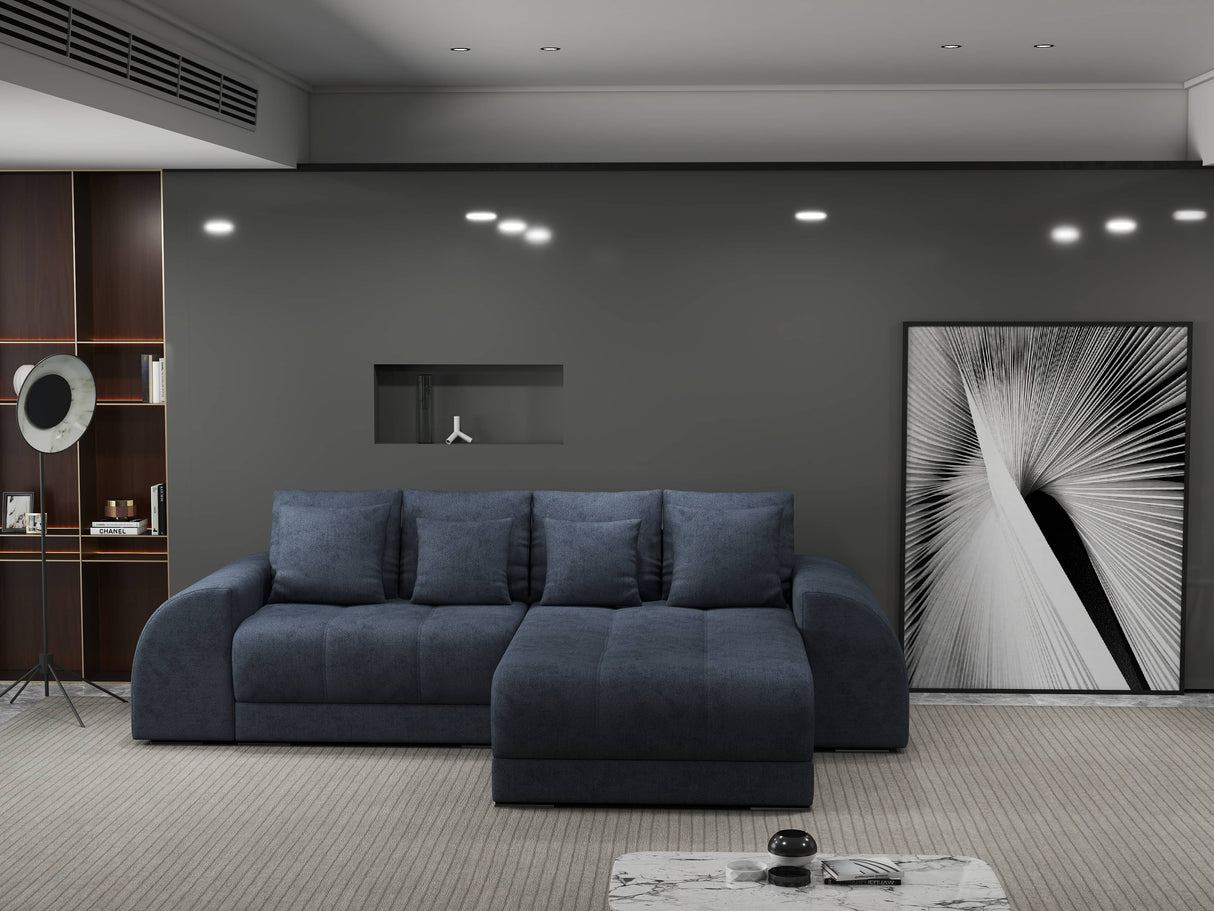 Colțar extensibil dumonde cu ladă de depozitare si sezut confortabil din spuma HR, Verona Enjoy Gri Antracit II 290x185 cm Fabrica