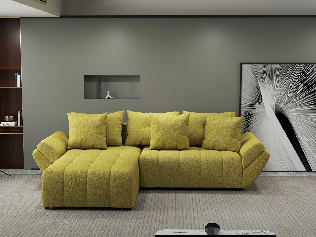 Colțar extensibil dumonde cu ladă de depozitare si sezut confortabil din spuma HR, Berlin Enjoy Verde 280x185 cm Fabrica