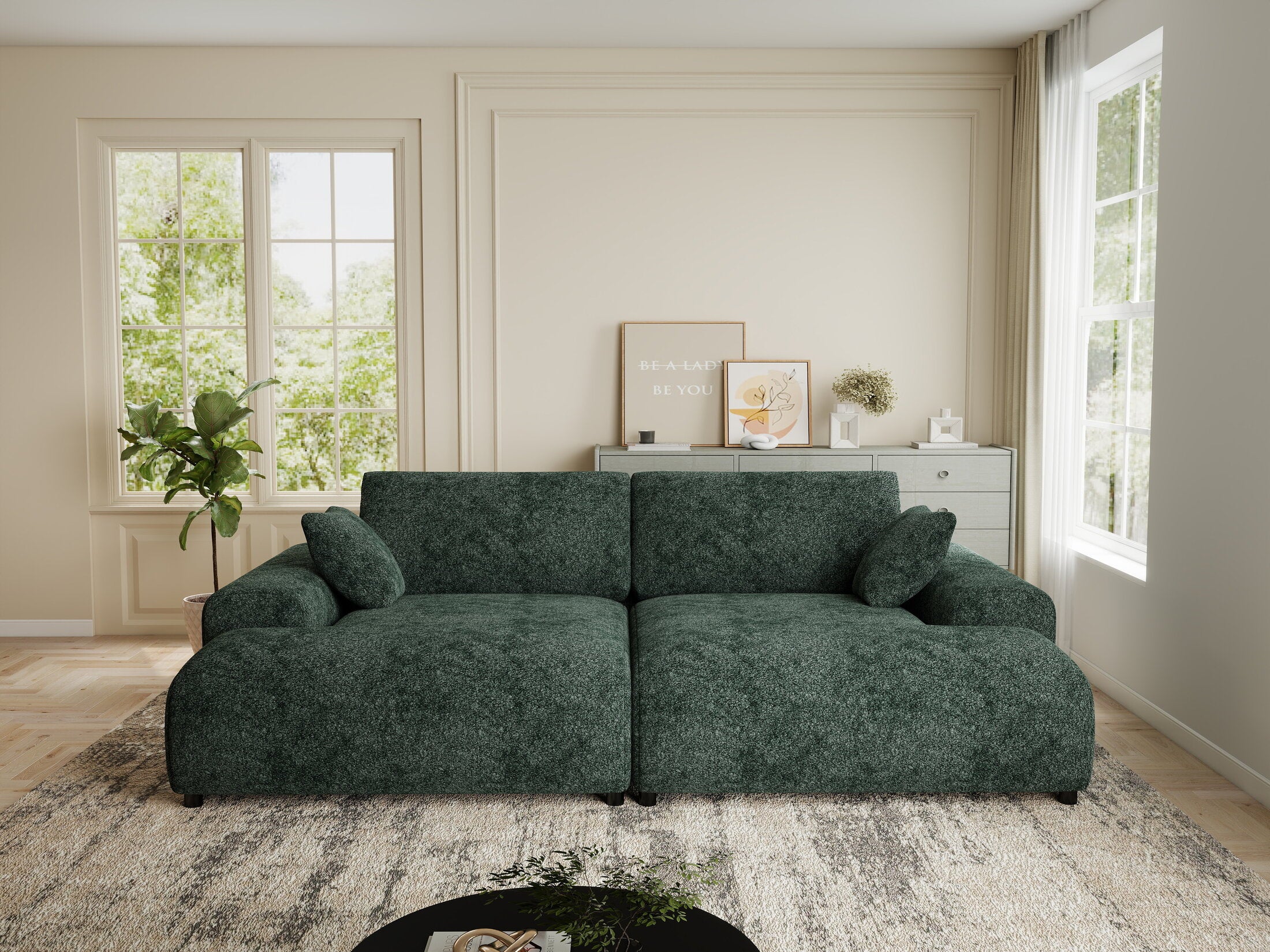 Canapea dumonde cu sezut confortabil din spuma HR, Hudson Euphoria Verde 237x144 cm