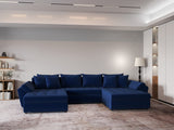 Colțar extensibil dumonde cu ladă de depozitare si sezut confortabil din spuma HR, Loana Royal Albastru U 355x185 cm Fabrica