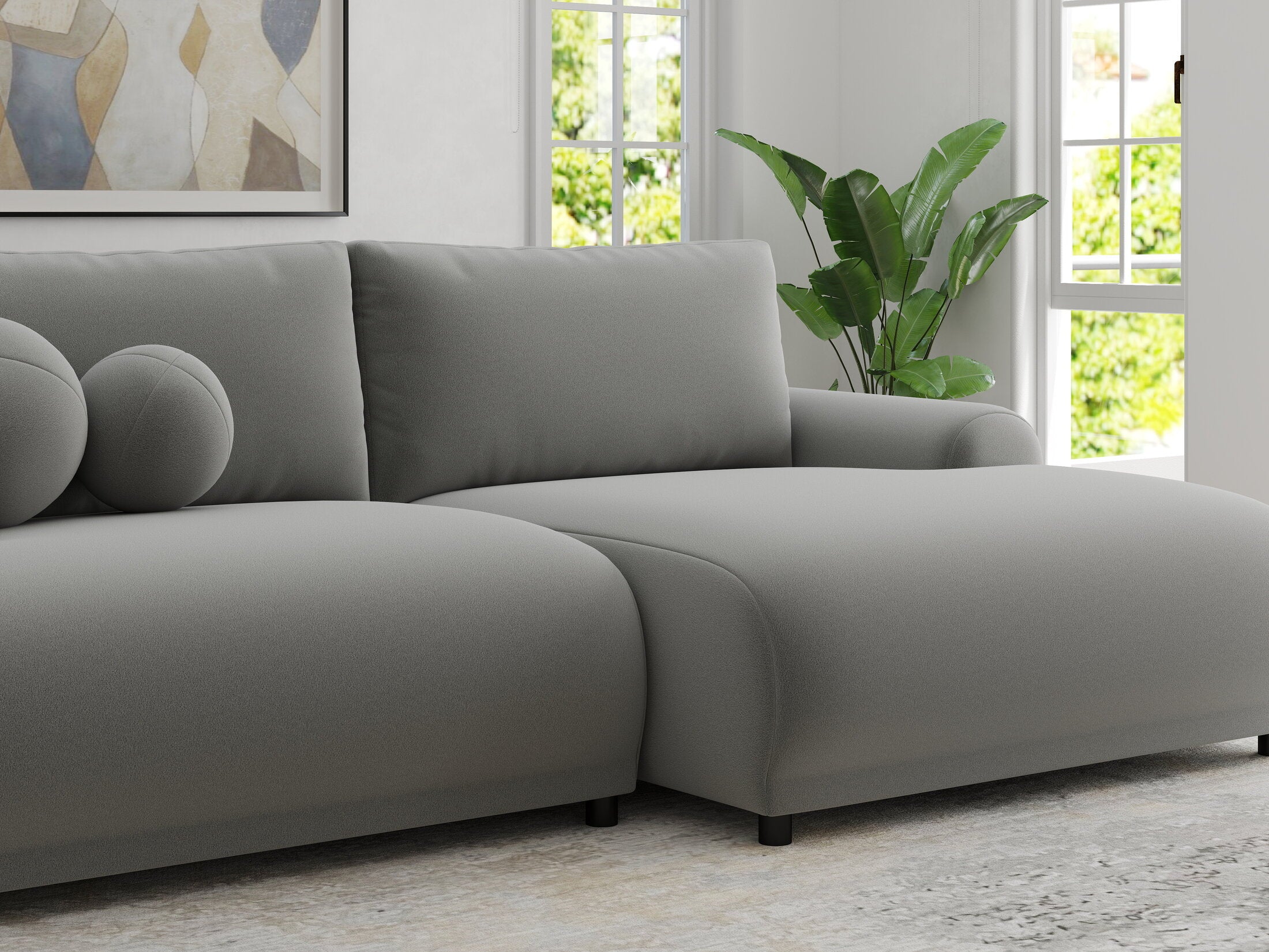 Colțar extensibil dumonde cu ladă de depozitare și șezut confortabil din spumă HR, Carlo Royal Gri 240x145 cm II