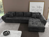Colțar extensibil dumonde cu ladă de depozitare si sezut confortabil din spuma HR, Loana XL Euphoria Negru II 335x185 cm Fabrica