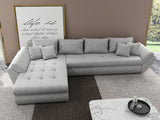 Colțar extensibil dumonde cu ladă de depozitare si sezut confortabil din spuma HR, Loana XL Euphoria Gri 335x185 cm Fabrica