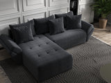 Colțar extensibil dumonde cu ladă de depozitare si sezut confortabil din spuma HR, Berlin Ambience Gri 280x185 cm Fabrica
