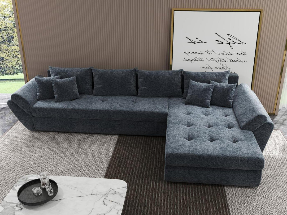 Colțar extensibil dumonde cu ladă de depozitare si sezut confortabil din spuma HR, Loana XL Euphoria Gri Grafit II 335x185 cm Fabrica