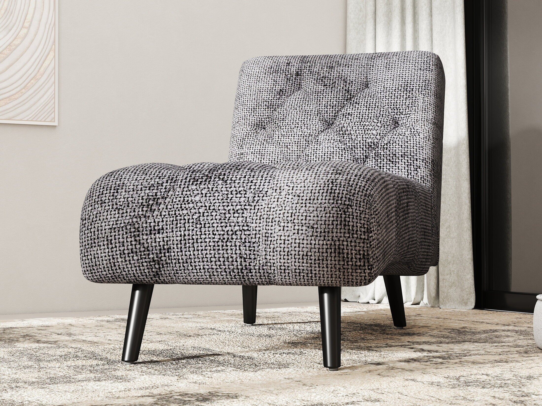 Fotoliu dumonde tapitat Gri modern Armoné 65x146cm