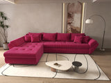 Colțar extensibil dumonde cu ladă de depozitare si sezut confortabil din spuma HR, Loana XL Zoom Rosu 335x185 cm Fabrica