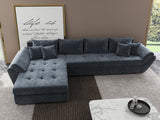 Colțar extensibil dumonde cu ladă de depozitare si sezut confortabil din spuma HR, Loana XL Euphoria Gri Grafit 335x185 cm Fabrica